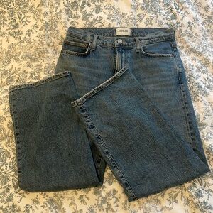 AGOLDE Harper Mid Rise Wide Ankle Jeans in Moor